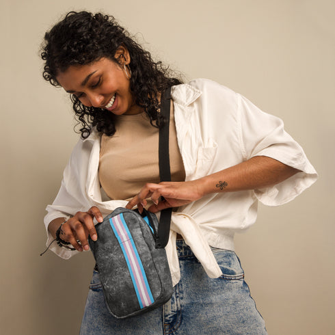Transgender Pride Grunge Stripe Crossbody Bag